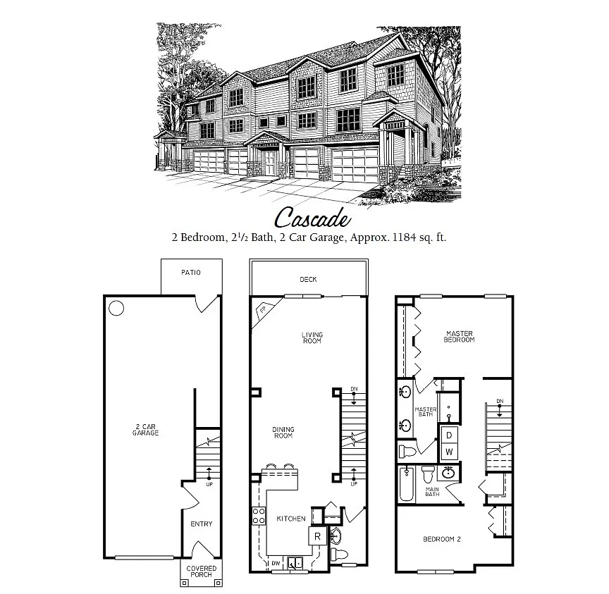 Floor plan 2 Bedroom Townhome