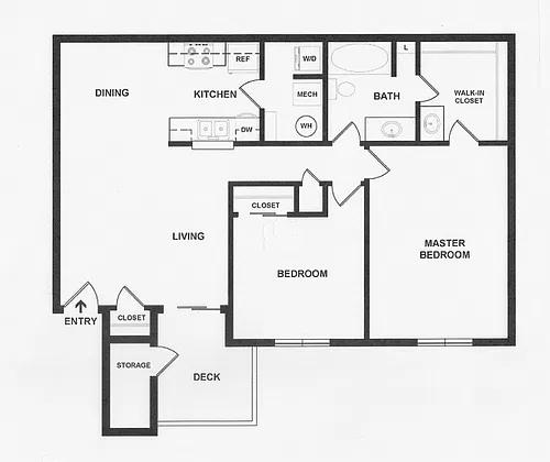 Floor plan 2 Bedroom/1.5 bath