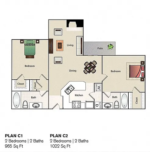 Floor plan 2 Bedroom 2 Bathroom R