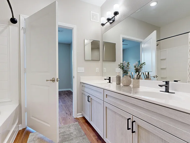 Double Vanity with Quartz Counters