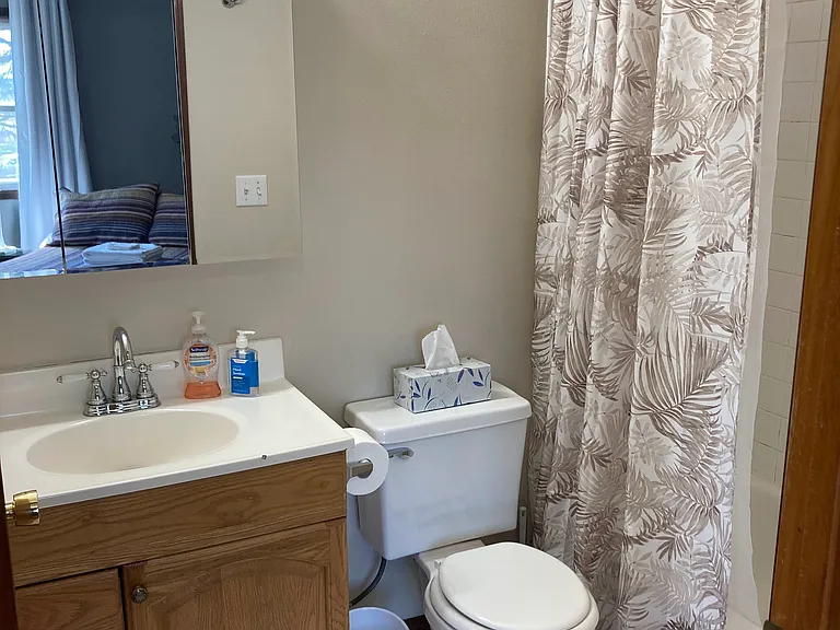 Master Bathroom, freshly painted with new medicine cabinet.