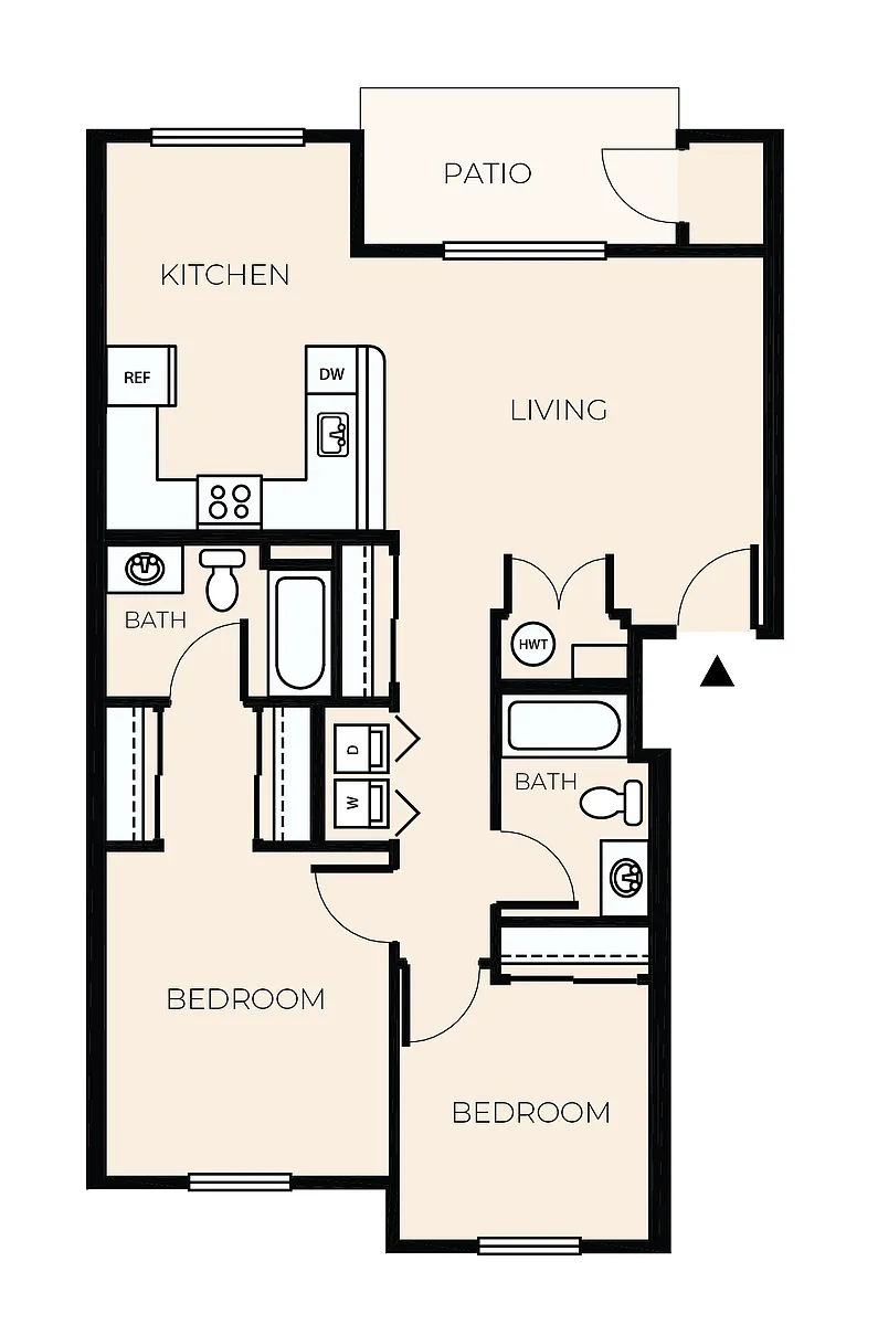 Floor plan 2 Bed 2 Bath B3