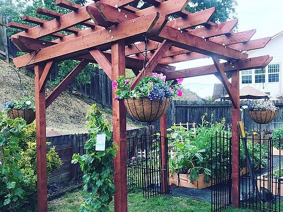 Pergola on right side by gar
