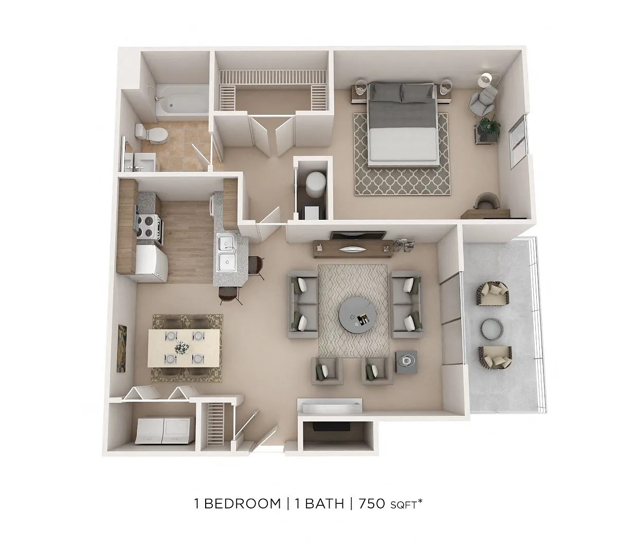 Floor plan One Bedroom-750 sqft