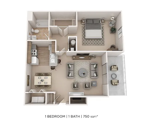Floor plan One Bedroom-750 sqft