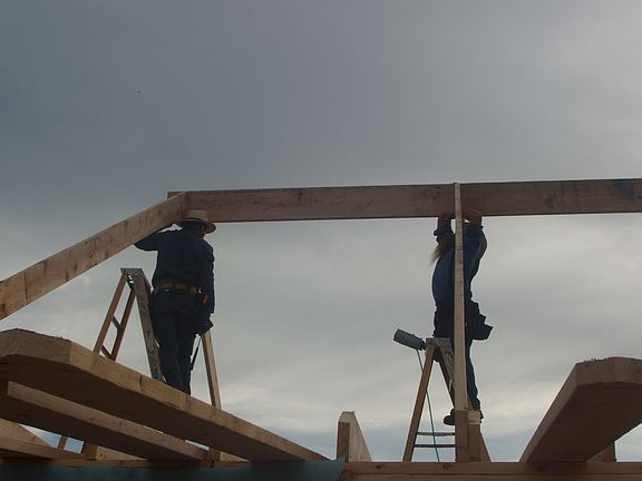 No pre-fab,  Amish framing 