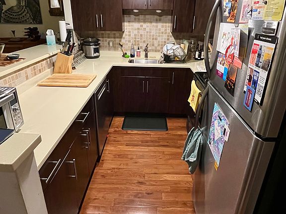 Kitchen with generous countertop and cabinet space.