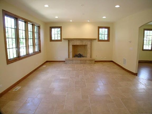 Family Room with Limestone Floor
