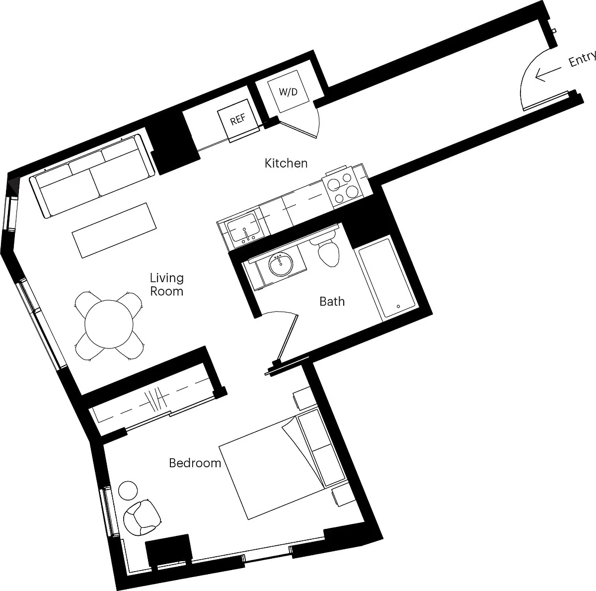 Floor plan 1 Bed/1 Bath-D