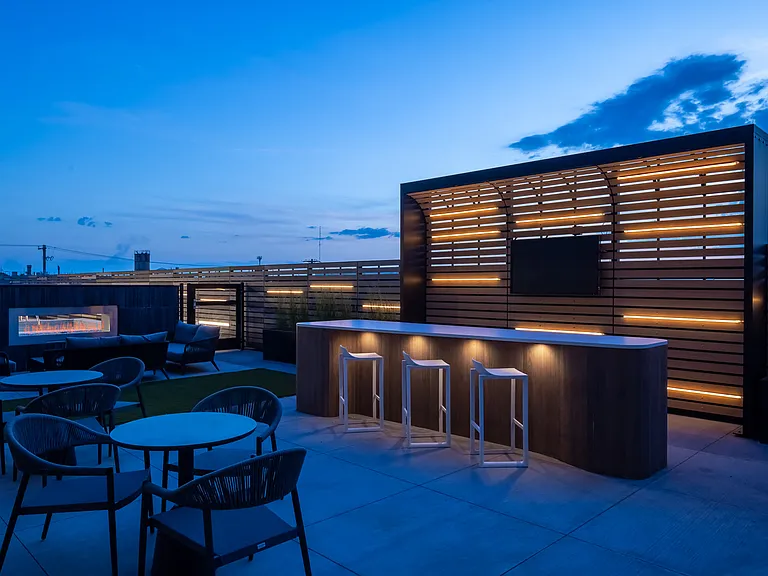 Pool and spa deck with outdoor TV and grills