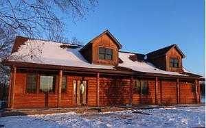 Front view of log home