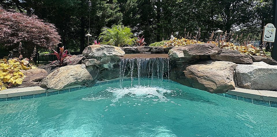 Real stone waterfall