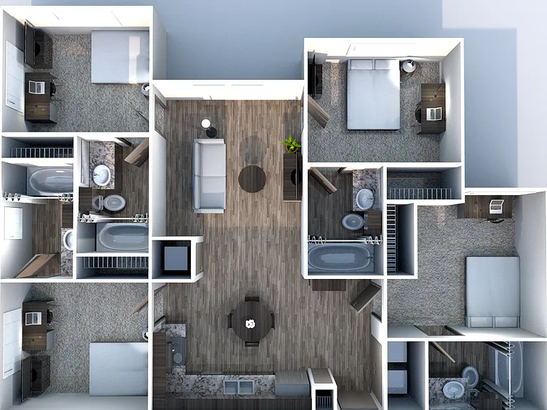 Holleman Crossing D1 4x4 Floor Plan Holleman Crossing D1 4x4 Floor Plan