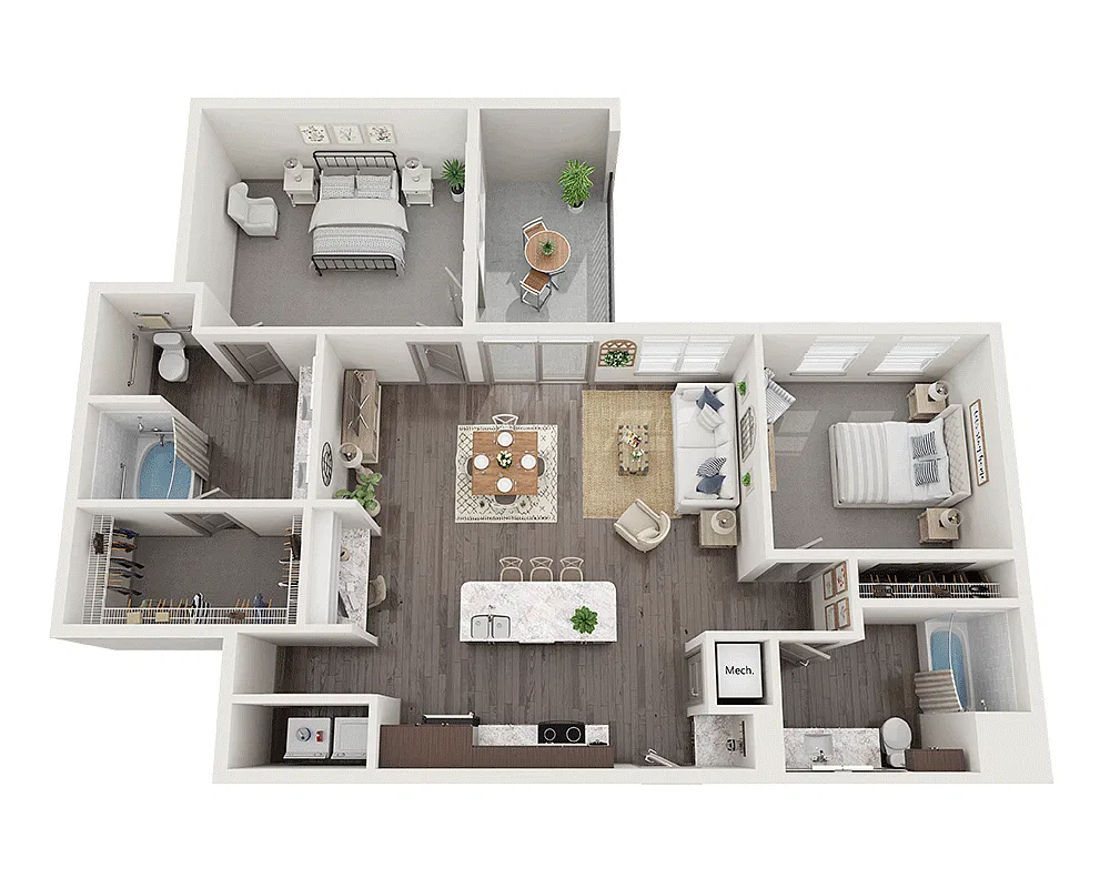 Floor plan Two Bedroom B2K