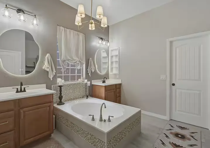 Your personal retreat: A full bath and vanity.