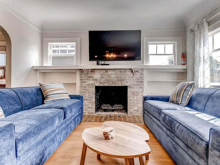 Large Restored & Just Serviced Fireplace in Open Concept Liv