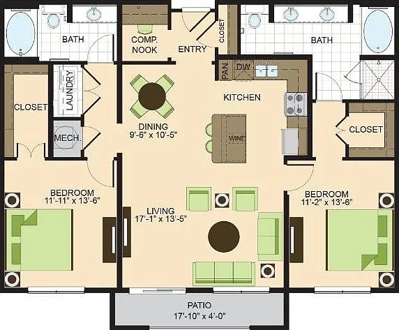 B2 | 2 bed 2 bath | 1287 sq ft B2 | 2 bed 2 bath | 1287 sq ft