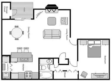 Floor plan 1 Bedroom B