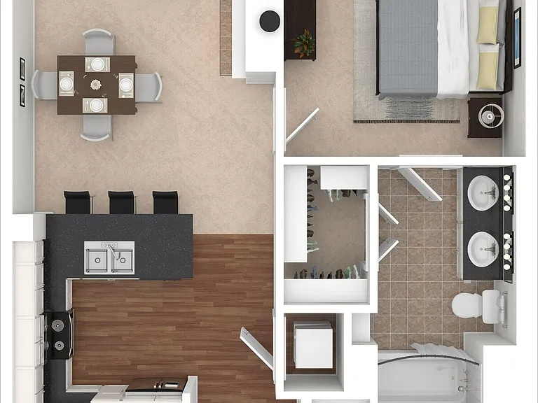 1 BD / 1.5 BA 897 SF