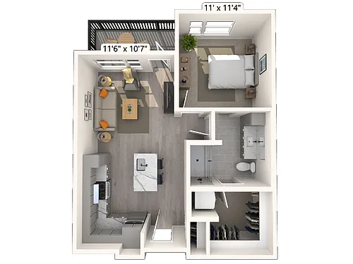 Floor plan A1.3 1x1 651 SF