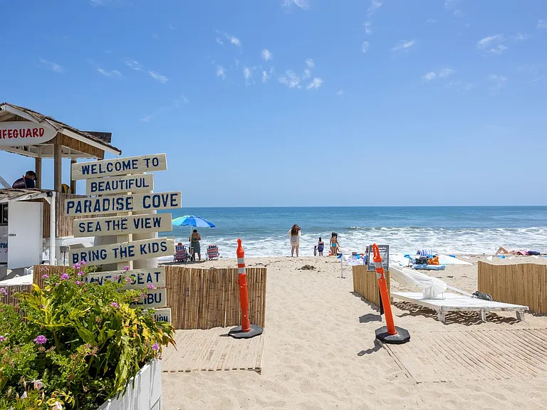 The beach at Paradise Cove provides a semi-private setting with less wind and distractions.