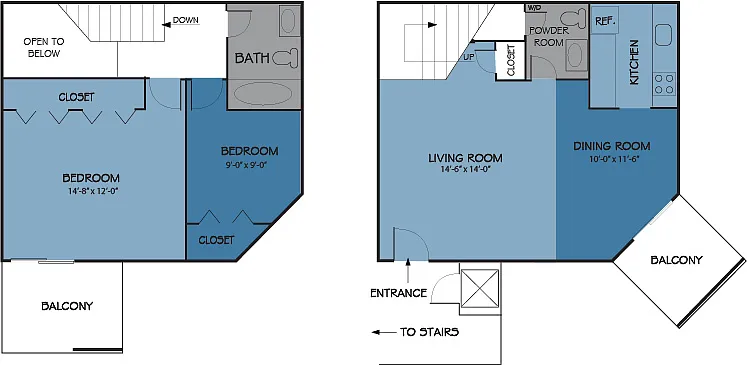 Floor plan The Dupont Townhome 2BR 1.5BA