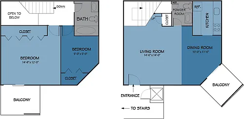 Floor plan The Dupont Townhome 2BR 1.5BA
