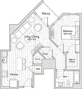 Floor plan 1 Bed/1 Bath-A9