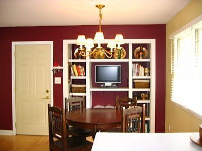 Dining room has a built-in storage alcove