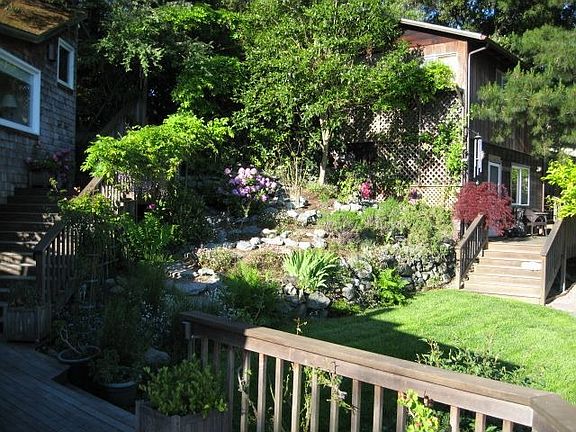 View across lawn to gym