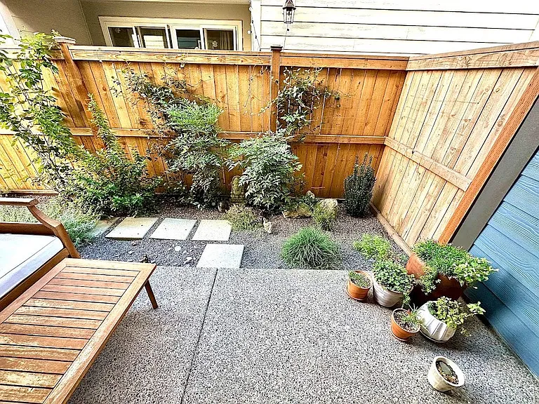 Side patio and side yard garden