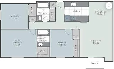 Floor plan Classic Three Bed - Two Bath