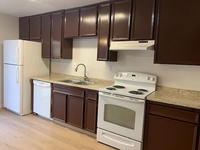 Electric stove, dishwasher, garbage disposal, and fridge all included.