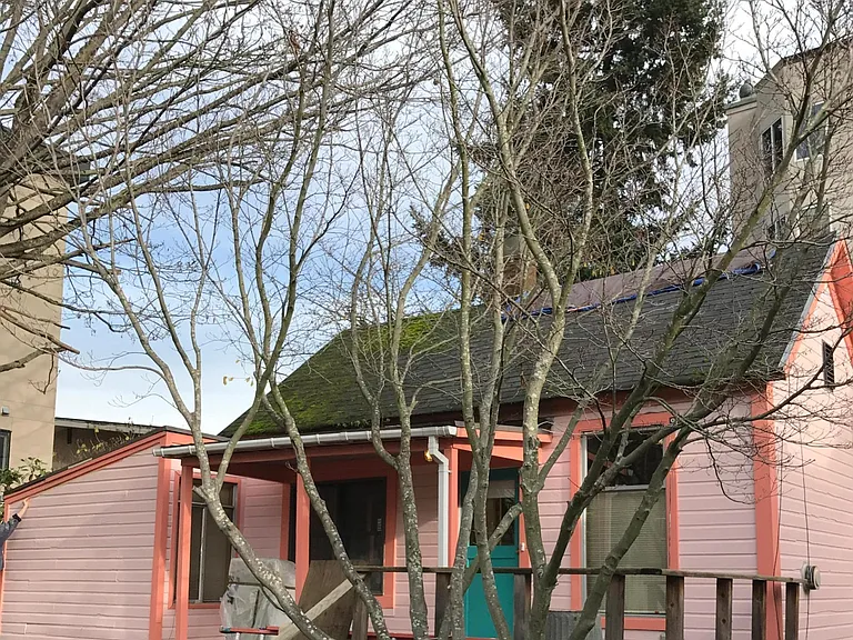 Cottage with deck.