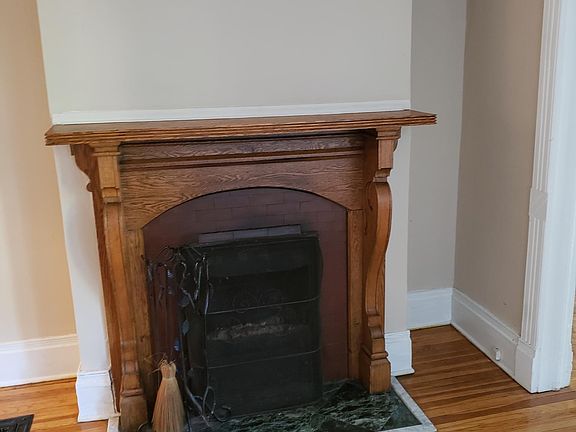 Decorative fireplace in dining room