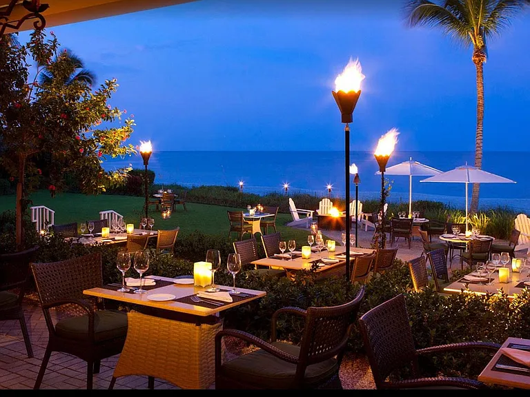 14 min walk to another favorite sunset spot in Naples - BALEEN at The La Playa Beach Club! Enjoy open air fine dining, tiki torches and bon fires with friends/family (photo courtesy of La Playa Beach and Golf Resort)