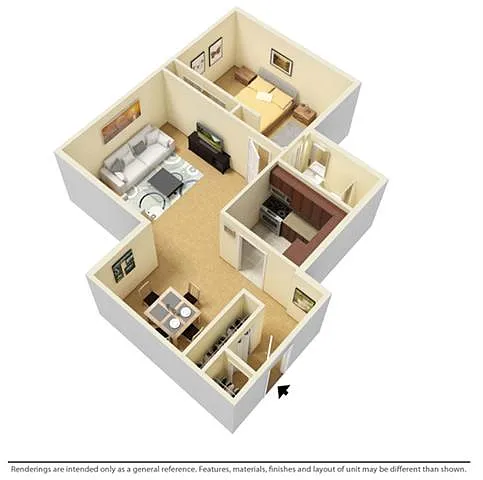 Floor plan 1 Bed 1 Bath Medium
