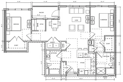 Floor plan Two Bedroom Type N Layout