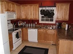 Kitchen with pot rack