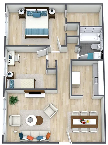 Floor plan 2BR - 1BTH