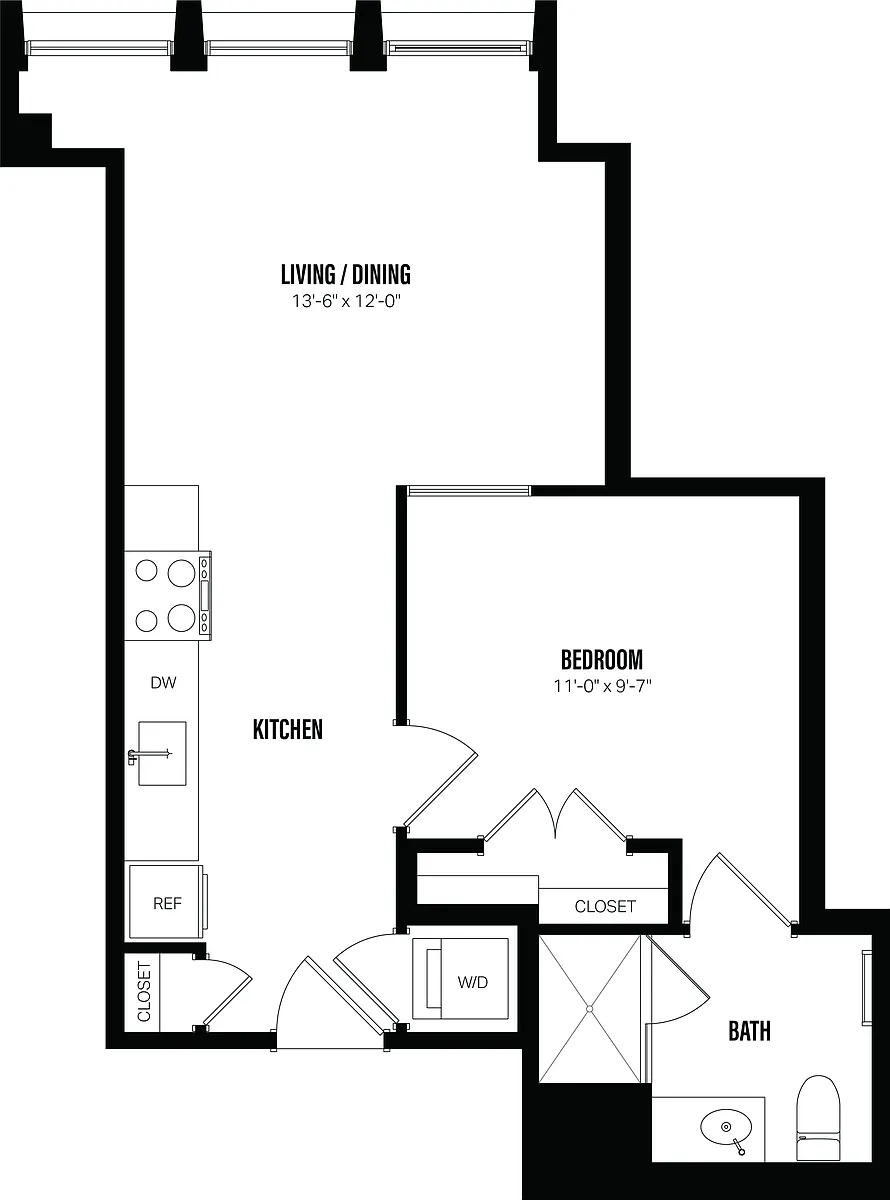 Floor plan Junior 1 Bed/1 Bath-B7