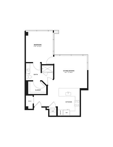 Floor plan 1 Bed/1 Bath-1C