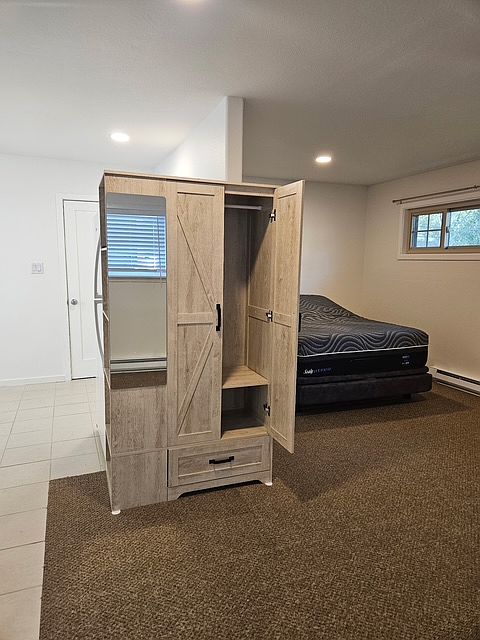 Storage space with mirror