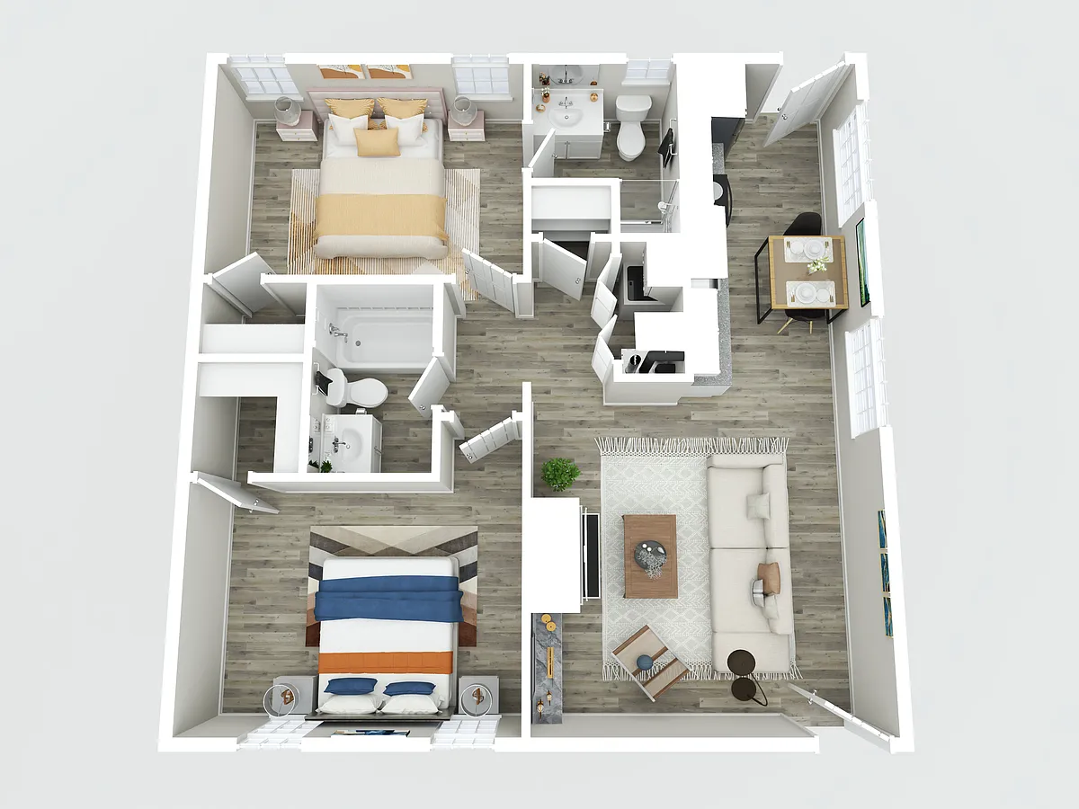 Floor plan 2 bedroom 2 Bath