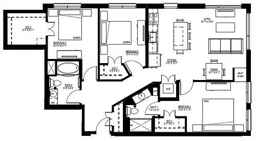 Floor plan Three Bedroom - F (80%)