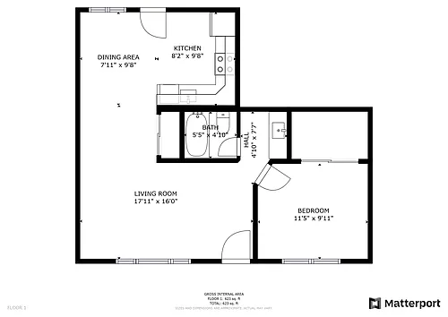 Floor plan 1 Bed 1 Bath