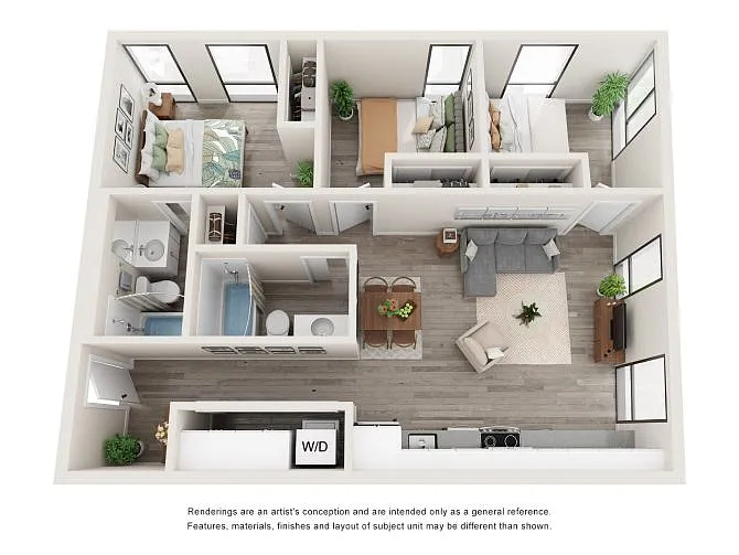 Floor plan Income Restricted 3X2-Utilities incl