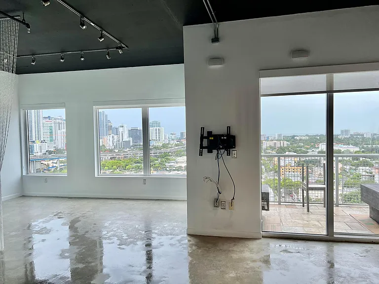 Living room and bedroom area