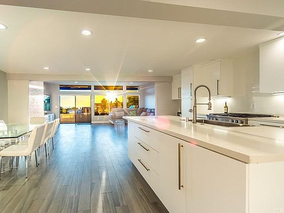 kitchen, dining and living area