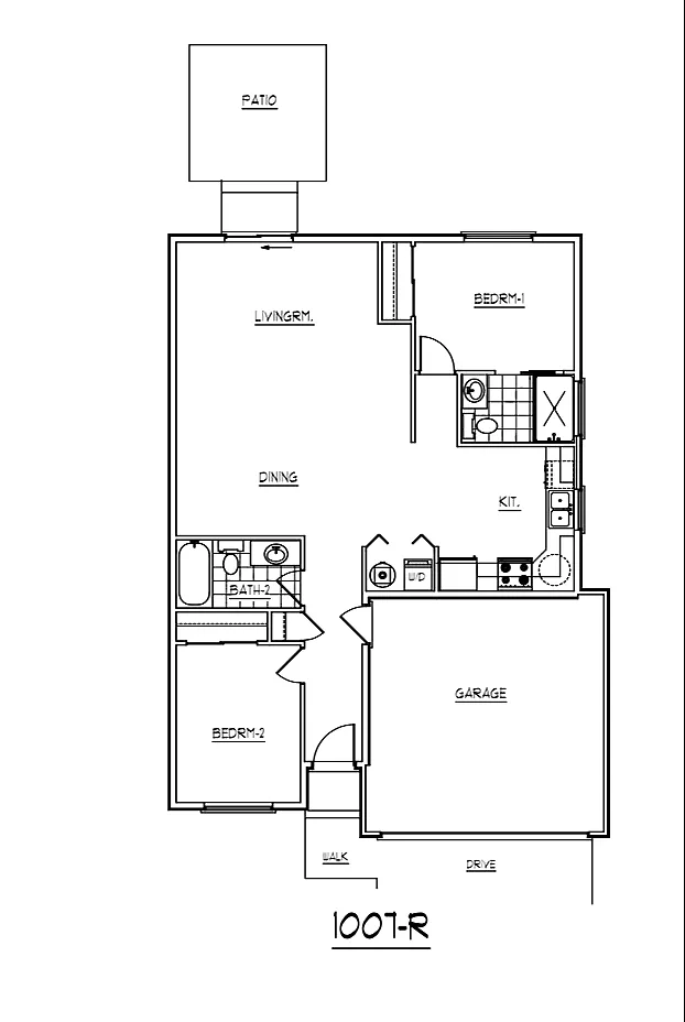 Floor plan CC 2x2 - 1007 2 Car Garage Rambler